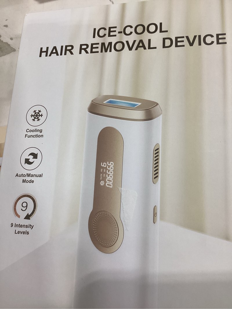 ipl laser hair removal device for women & men - safe at-home 45°f ice-cooling contact for painless & long-lasting results, 86% less hair in 3 weeks for full body & face, off-white