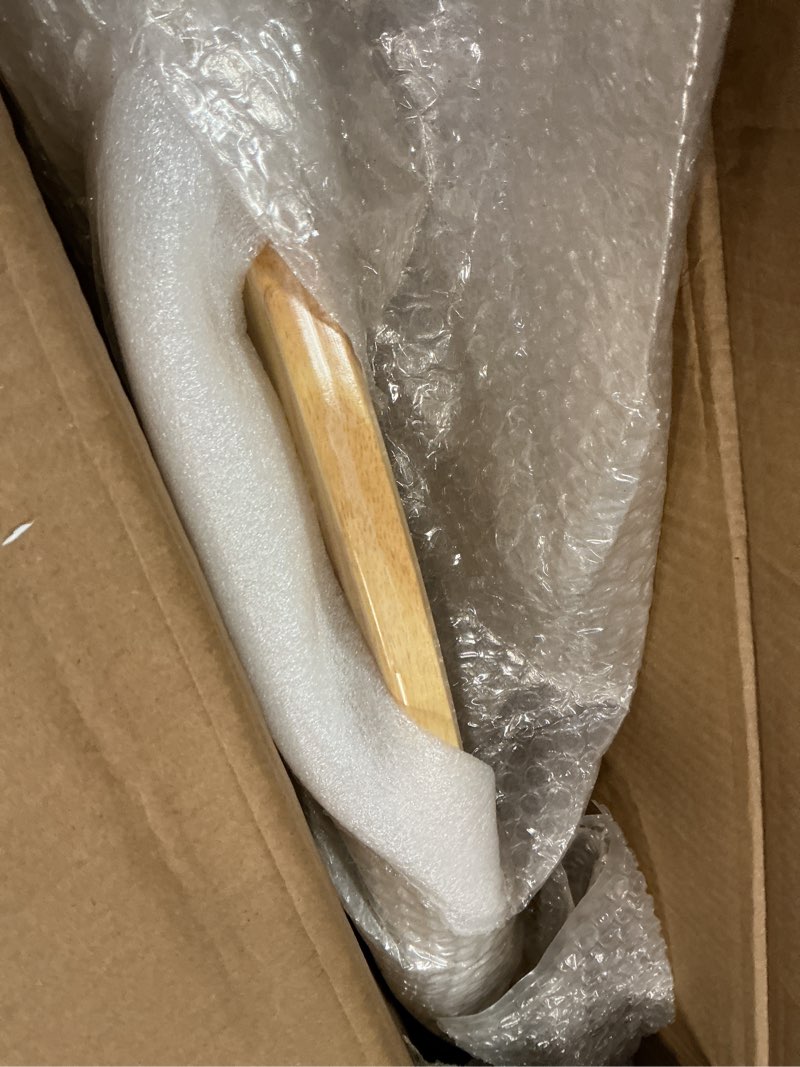 Condition photo showing As Is for DELAVIN 31.5" Solid Wood Round Dining Table for 4, Farmhouse Small Kitchen Table for 2-4, Modern Office Table for Home Kitchen Apartment, Easy Assembly, Space Saving, Natural Natural 31.5"L x 31.5"W