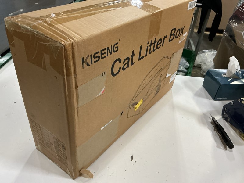 Condition photo showing New/Like New for 2pack stainless steel litter box, extra large xl odor free metal litter box with high sides, open top litter pan include scoop easy cleaning anti-scratch kitty cat box anti-urine leakage, non-sticky x-large light grey(23in)