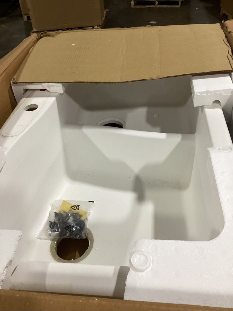 Condition photo showing Good Condition for KRAUS Quarza 33-inch Drop-In/Undermount 60/40 Double Bowl Granite Kitchen Sink in White, KGD-442WHITE White Sink