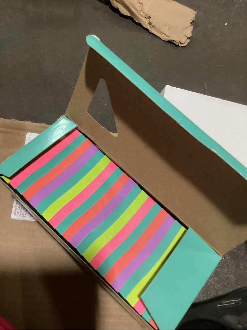 Condition photo showing Good Condition for post-it super sticky notes, 24 sticky note pads, 3 x 3 in., school supplies, office products, sticky notes for vertical surfaces, monitors, walls and windows, supernova neons collection