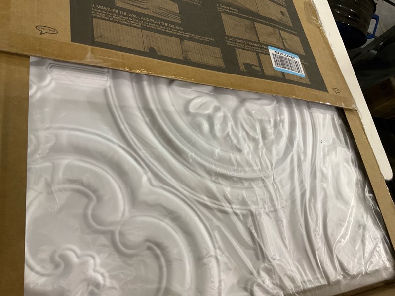 Condition photo showing As Is for WOWSTAR 12-Pack 24"x24" Drop Ceiling Tiles, Waterproof Glue up Ceiling Panels, White