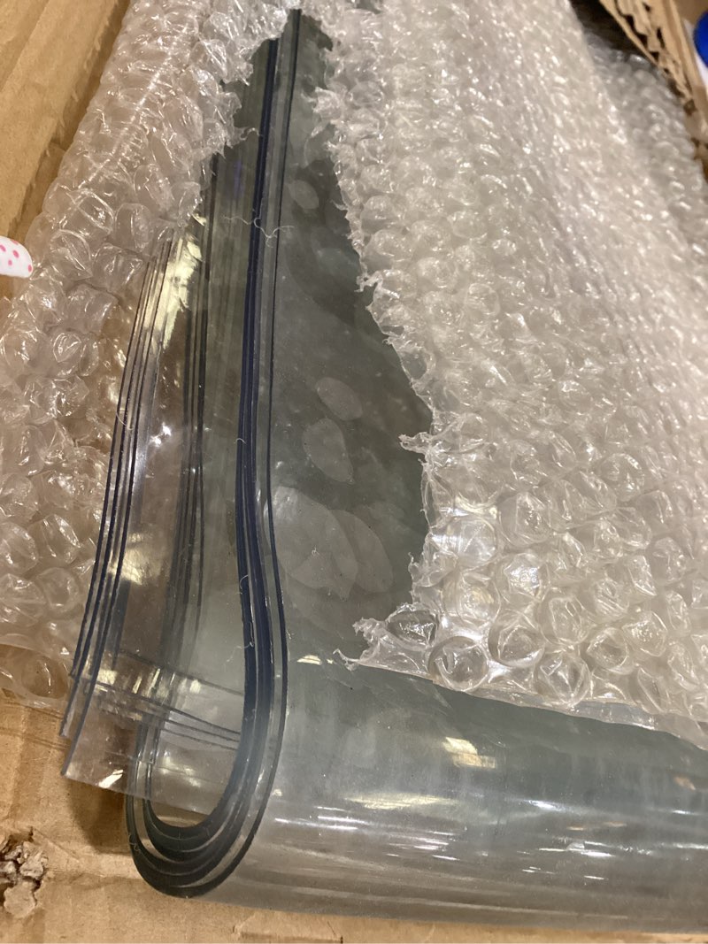 Condition photo showing As Is for freezer strip door curtain kit 6pcs 38" width x 84" height, 0.08 inch thickness pvc curtair strip for walk in freezers, coolers & warehouse doors, with 50% overlap newitem