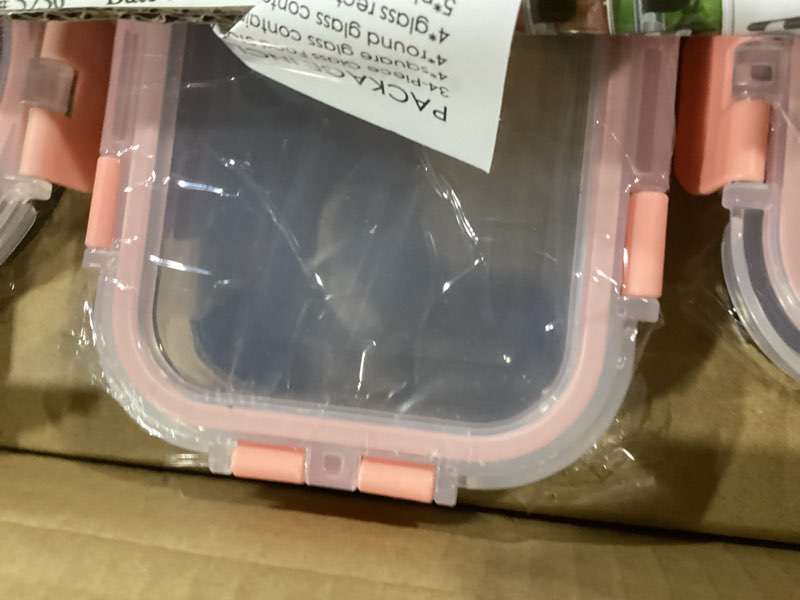 Condition photo showing Good Condition for 34pcs glass food storage containers with lids set, airtight meal prep containers (17 containers & 17 lids), grey