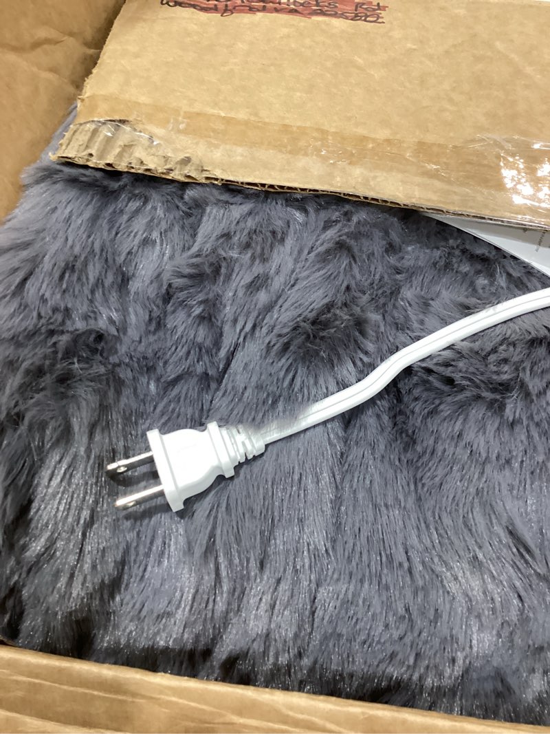 Condition photo showing New/Like New for Heated Blanket Electric Throw - Soft Cozy Faux Fur Bubble Electric Blankets with 6 Time Settings, 8 Heating Levels, Fast Heating & Overheat Protection, Machine Washable (59" x 79", Gray)