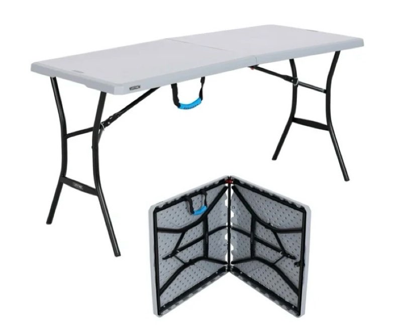 lifetime 5-foot fold-in-half table – portable indoor/outdoor utility table for camping, events & tailgating – gray