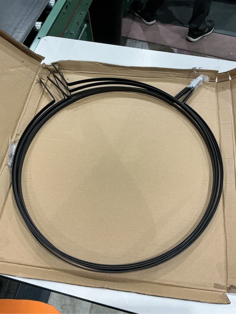 Condition photo showing Good Condition for heytimi 2 pcs large metal trellis obelisks sturdy round circle trellis for climbing plant support indoor outdoor potted vines, cucumbers & flowers, patio doorway garden decor (black, 25.20 x 21.26'')