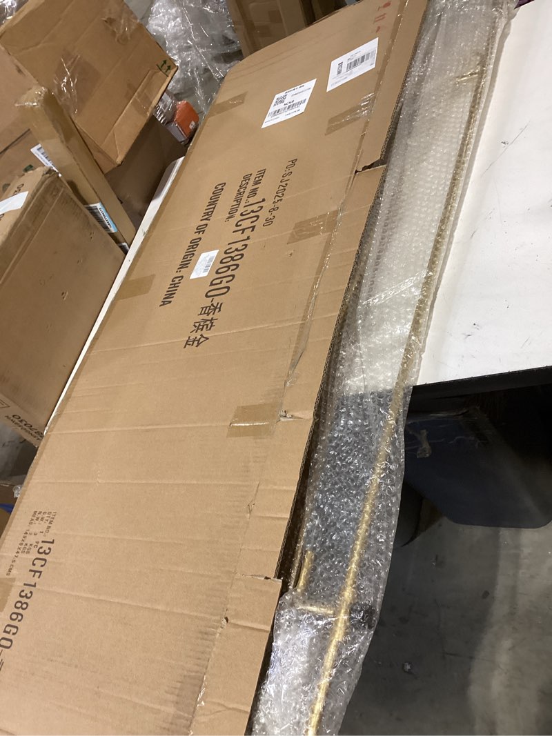 Condition photo showing As Is for metal large free standing adjustable display stand scroll easel with chain support, gold easel stand for sign, heavy duty easel for mirror, wedding, picture frame (no installation required) scroll-gold