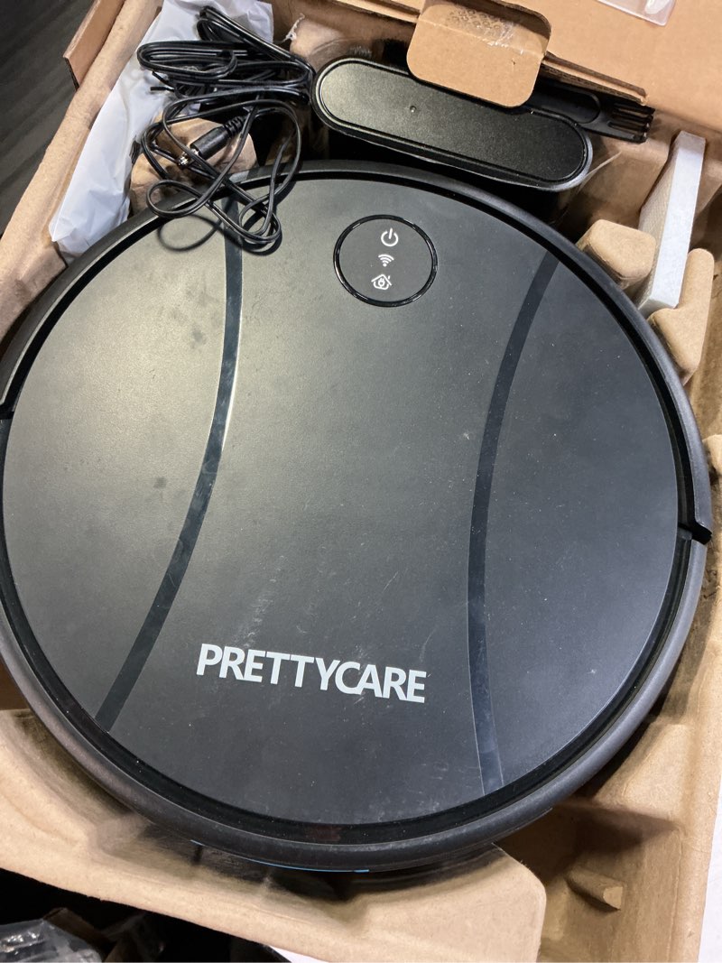 Condition photo showing As Is for prettycare c2 2 in 1 robot vacuum and mop combo cleaner, black-v2