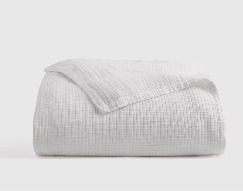 quince organic ribbed cotton coverlet king/calking