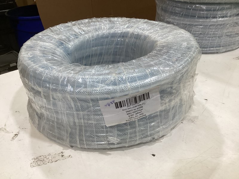 Condition photo showing New/Like New for duda energy hppvc050-100ft 100' x 1/2" id high pressure braided clear flexible pvc tubing heavy duty uv chemical resistant vinyl hose water oil 1/2" id x 100 ft transparent