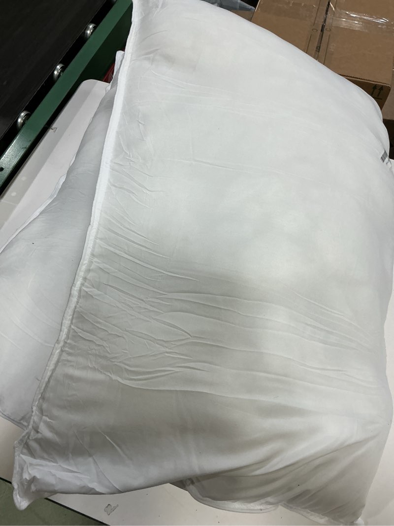 Condition photo showing As Is for Amazon Basics Down Alternative Pillows, Soft Density for Stomach and Back Sleepers, Queen - Pack of 2, White, 30 in L x 20 in W Queen - Pack of 2 Soft Pillow