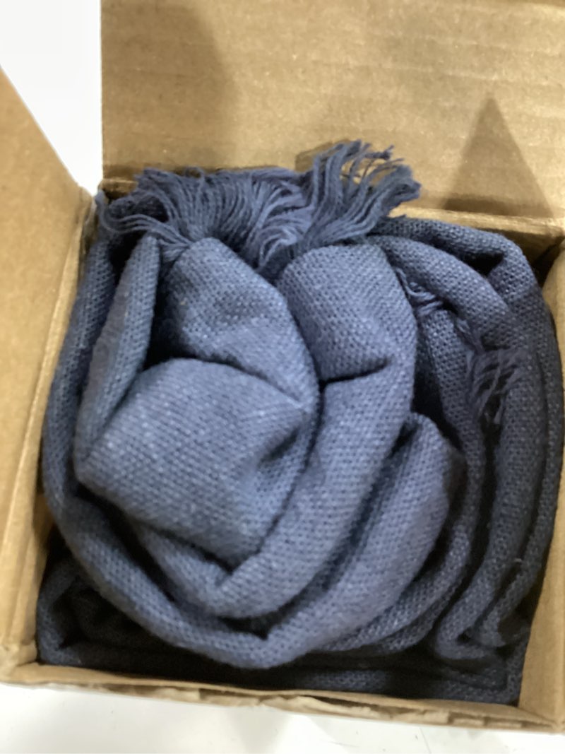 Condition photo showing Good Condition for Woaboy Decorative Linen Fringe Throw Pillow Covers Boho Farmhouse Soft Euro Accent Pillowcases with Tassels for Bed Couch Sofa Living Room Bedroom,24x24 Inch Set of 2,Blue 24" x 24" (Pack of 2) Navy Blue