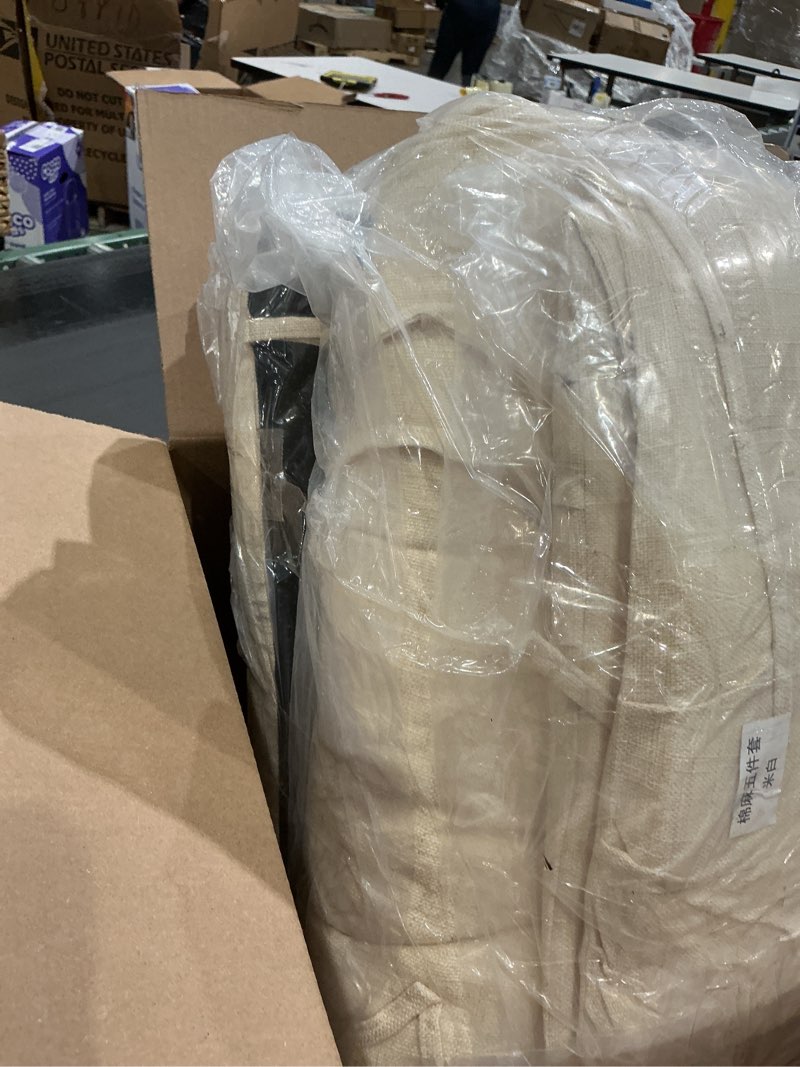 Condition photo showing Good Condition for buyue glider rocker replacement cushion 5 pcs with ties, linen high-density foam non-slip & washable rocking chair pads for sitting, beige