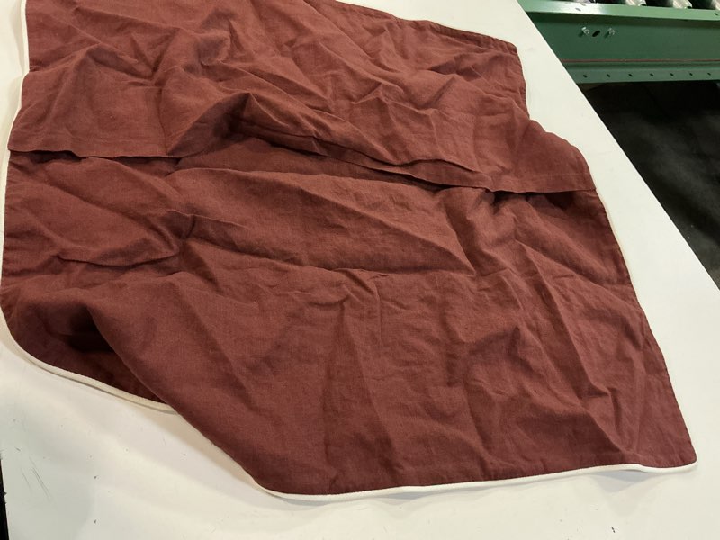 Condition photo showing Good Condition for european linen piped euro sham, euro, burgundy/white
