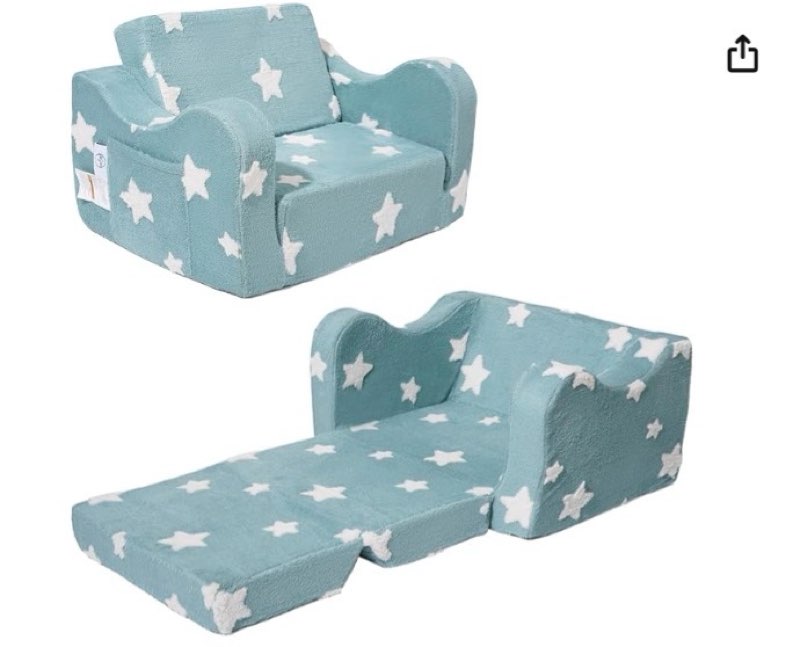 kokoselene toddler couch, kids couch for toddler fold out, 2-in-1 convertible kid sofa to lounger bed for girls and boys, ideal for reading sleeping gaming decor (green)