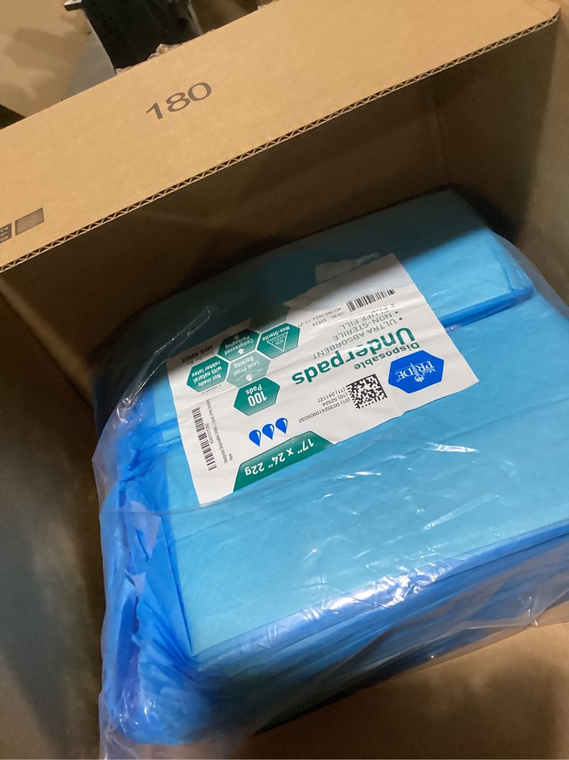 Condition photo showing Good Condition for medpride disposable underpads 17'' x 24'' (100-count) incontinence pads, bed covers, puppy training | thick, super absorbent protection for kids, adults, elderly | liquid, urine, accidents