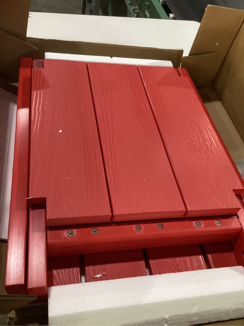 Condition photo showing New/Like New for PASAMIC 2-Tier Adirondack Square Side Table, 17\" HDPE Outdoor Side Tables, Weather Resistant End Table for Patio, Backyard, Pool, Indoor Companion, Beach, Easy Maintenance red