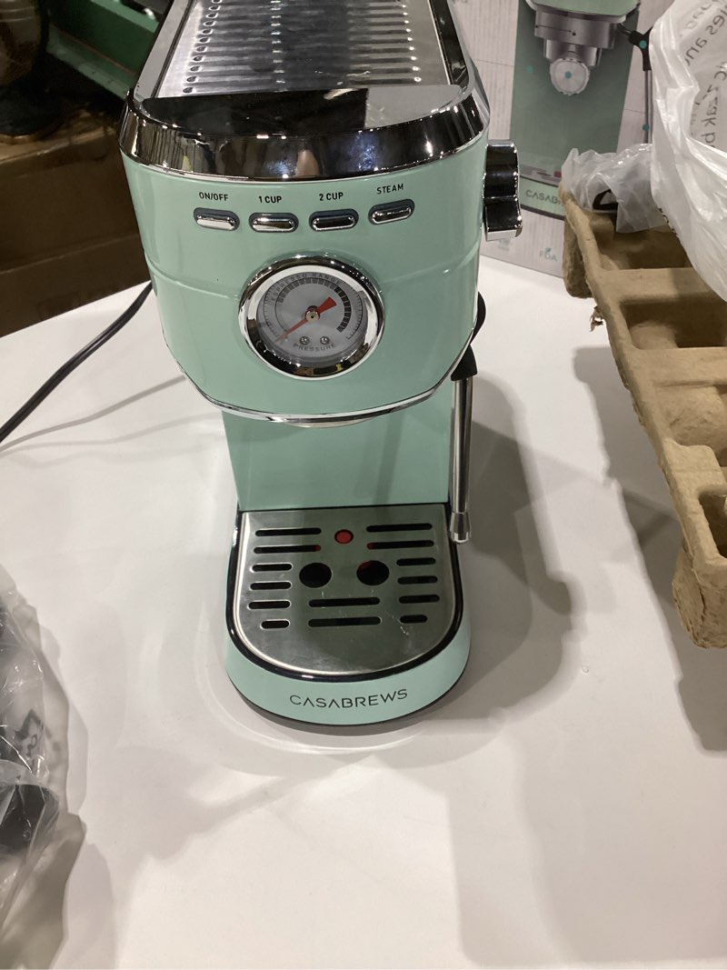Condition photo showing Good Condition for CASABREWS CM5418 Espresso Machine 20 Bar, Cappuccino Machine with Milk Frother Steam Wand, Stainless Steel Espresso Coffee Machine, Gift for Grandma or Wife, Gift for Girlfriend, Pastel Green Pastel Green Button, SIMILAR TO STOCK PHOTO