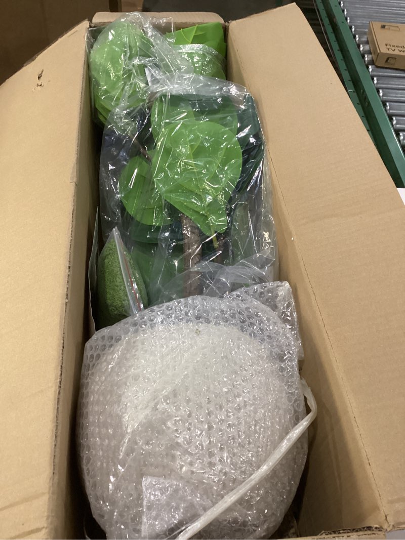 GarveeHome Fiddle Leaf Fig Artificial Tree with White Planter,6 ft Faux Plants Indoor with Moss, Fak