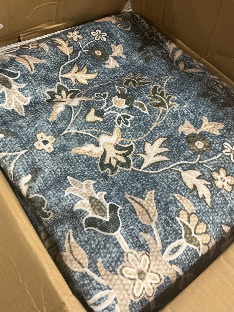 Condition photo showing Good Condition for witshock living room rug 8x10: vintage distressed oushak boho farmhouse retro antique, dining room rugs for under table, bedroom nursery playroom, ultra soft non-slip washable stain resistance, blue blue 8' x 10' (rectangular)