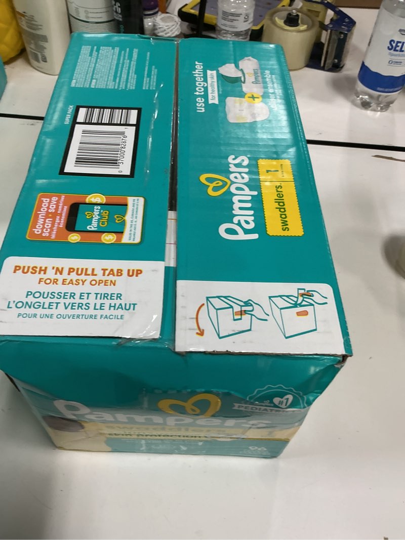 Condition photo showing New/Like New for Pampers Swaddlers Diapers, Size 1 (8-14 lbs), 96 Count, Absorbent, Keeps Baby Dry and Comfortable, Skin Safe Disposable Baby Diaper (Packaging May Vary)