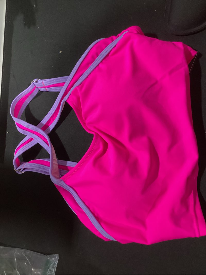 Condition photo showing Good Condition for bmjl women's high waisted bikini sets two piece swimsuits sporty tummy control bathing suit color block swim suit medium hot pink