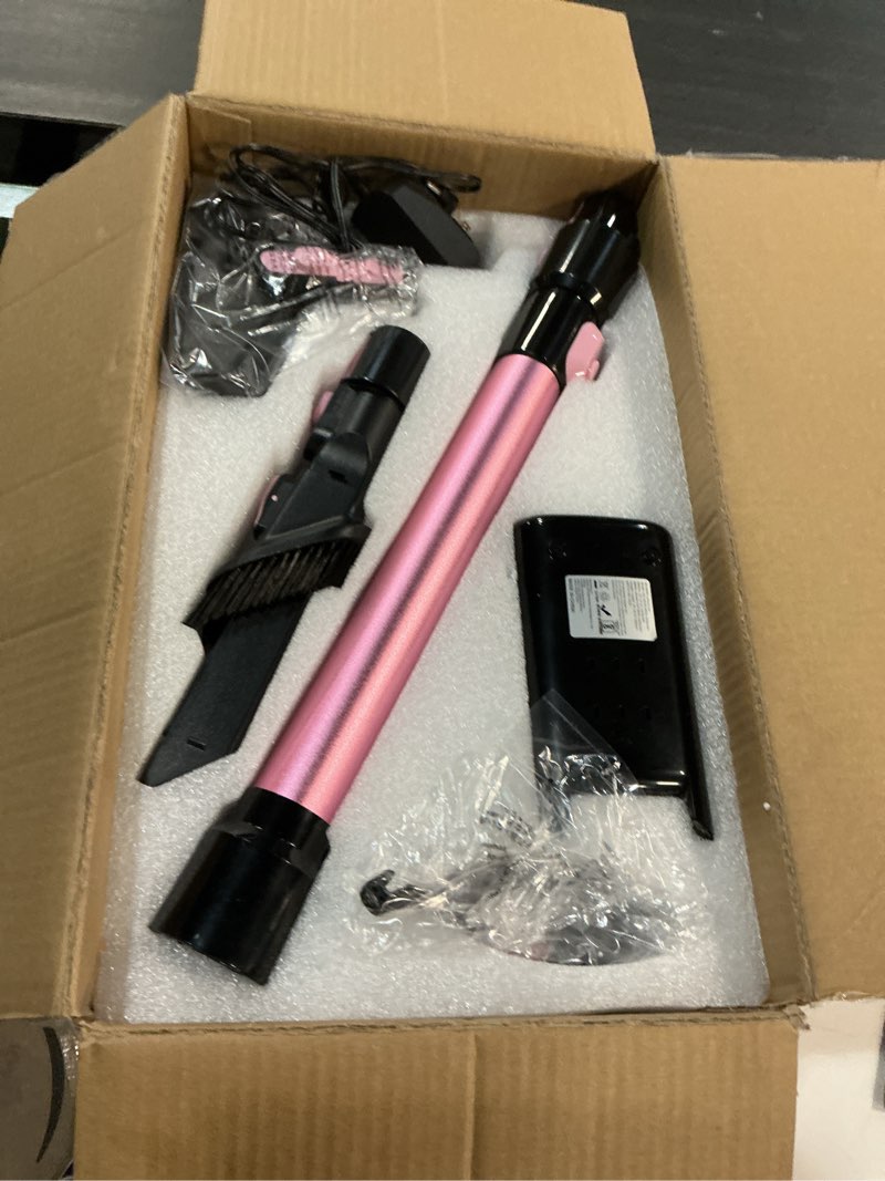 Condition photo showing Good Condition for Cordless Vacuum Cleaner, 8 in 1 Powerful Suction Lightweight Vacuum Cleaner for Home, LED Display, 3 Suction Modes, 45Mins Detachable Battery Vacuum for Hard Floor Carpet Pet Hair, Pink