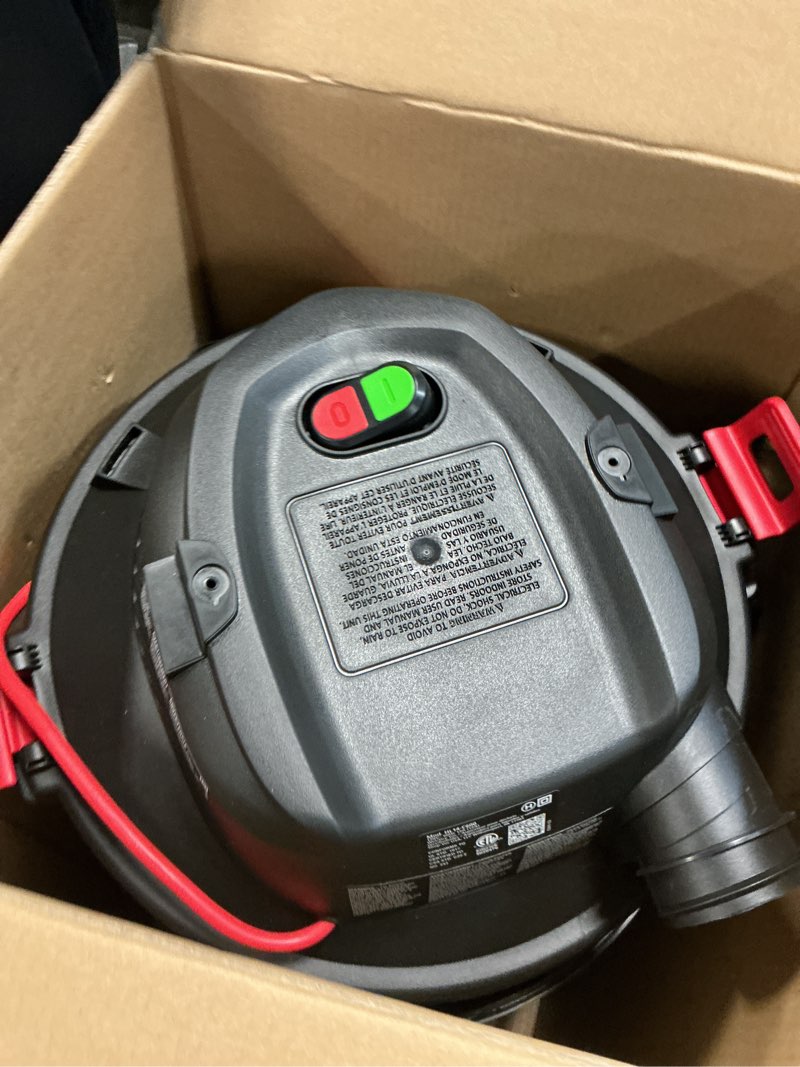 Condition photo showing As Is for vacmaster 16-gallon 6.5 peak hp† wet/dry vacuum – vjh1612pf 1101, red 16 gallon