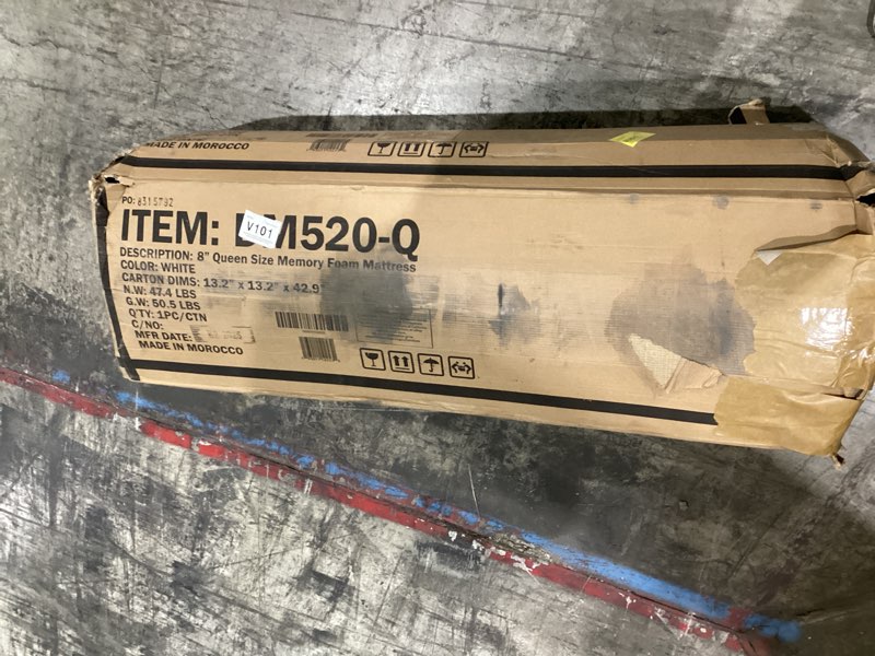 Condition photo showing New/Like New for fdw | 8 inch queen mattress | medium firm | gel memory foam mattress | white | bed in a box, certipur-us certified | pressure relief, cooling ventilated foam | washable removable cover white queen 8 in