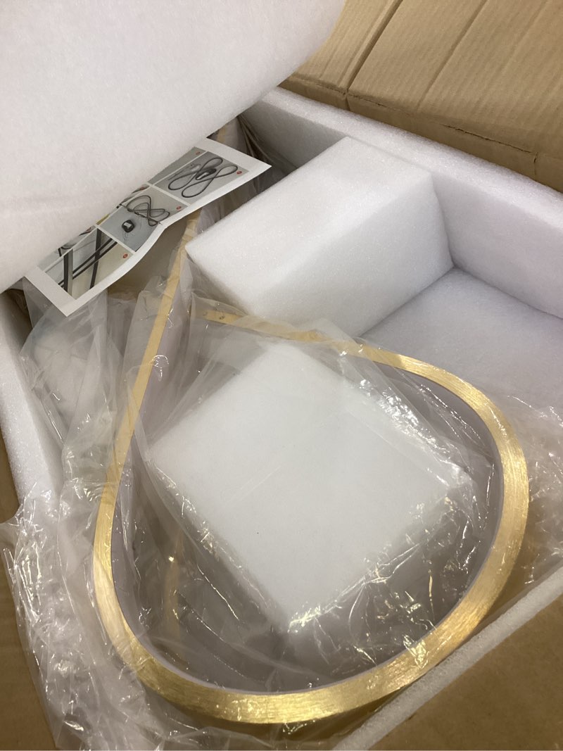 Condition photo showing As Is for Luxury Gold Modern LED Pendant Light - 39.4in Modern Chandelier for Dining Room Kitchen Island Lighting Gold L39.37"
