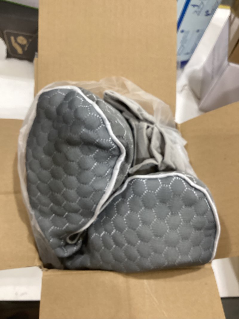Condition photo showing As Is for travel memory foam cpap bed pillow for side & back sleepers, portable sleep apnea pillow with storage bag for all cpap masks users, washable neck support pillow for hotels camping dark gray 18.1*11.8*3.5/4.3inch