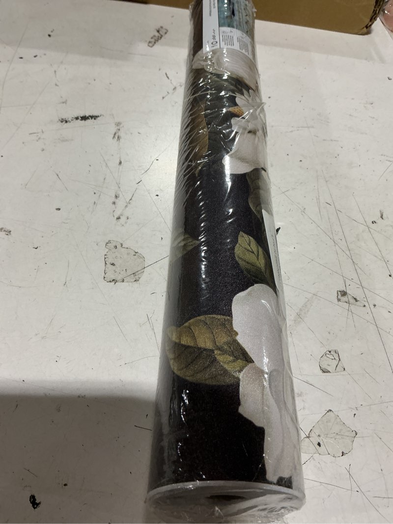 Condition photo showing New/Like New for haokhome peel and stick gardenia floral wallpaper removable black/white/green vinyl self adhesive mural 17.7in x 32.8ft black/white/green/grey l: 17.7in x 32.8ft
