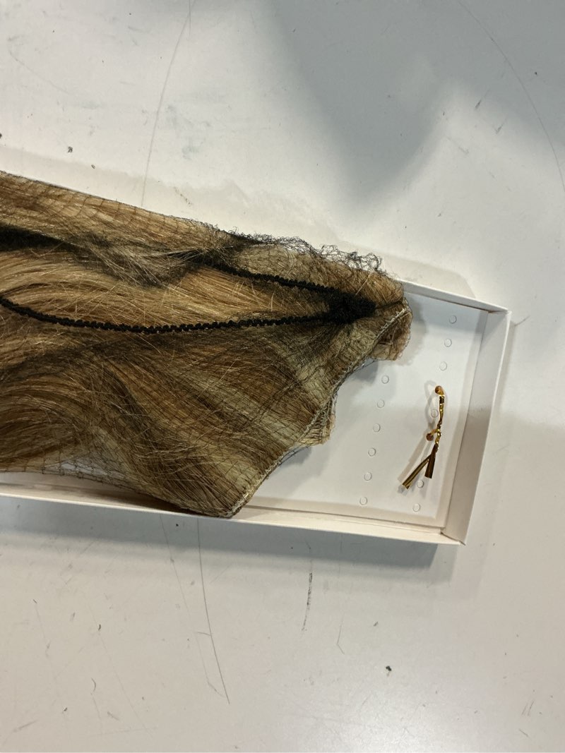Condition photo showing Good Condition for rich choices 100% real human halo hair extensions for women remy halo extension invisible wire hairpiece clip in one piece adds weight 65g 12 inch #12p613 golden brown highlight bleach blonde 12 inch-65g golden brown highlight bleach blonde