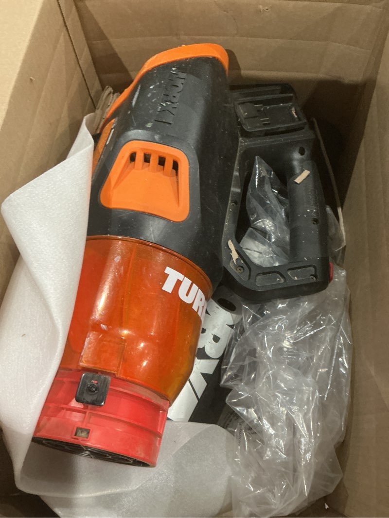 Condition photo showing As Is for worx nitro cordless leaf blower, quiet electric blower for lawn care with 530 cfm & 140 mph, batteries & charger not included, wg581.9 530cfm 40v blower/tool only