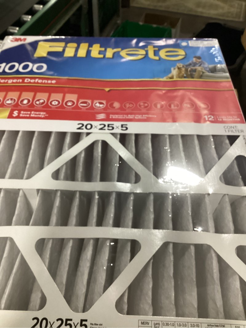 Condition photo showing Good Condition for filtrete 20x25x1 allergen defense air filter 1000 mpr: merv 11 electrostatic furnace filter, captures dust & pollen