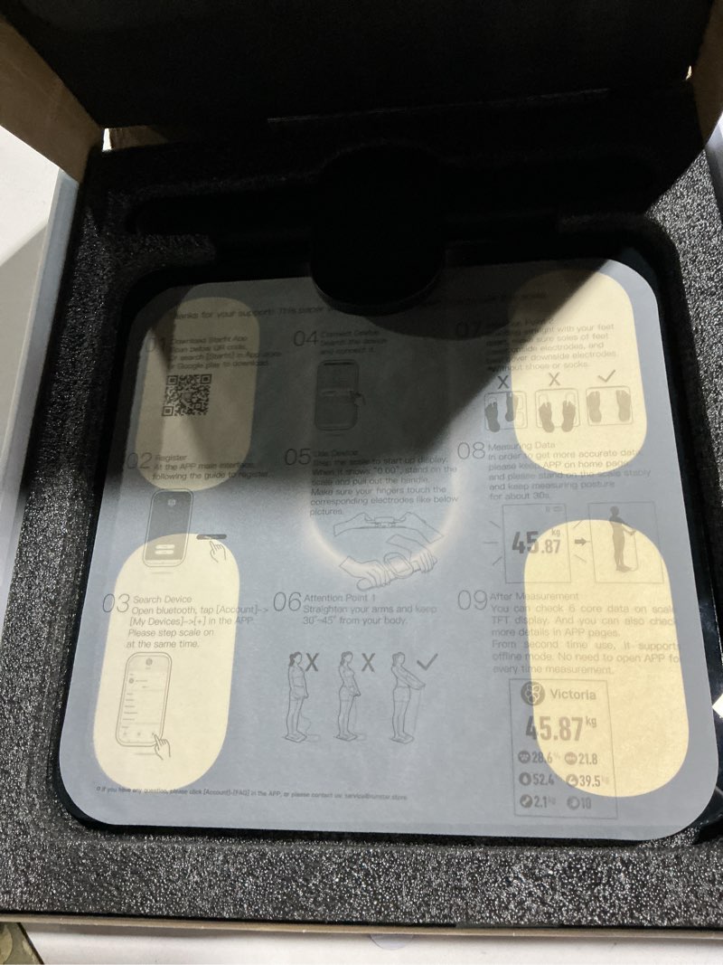 Condition photo showing Good Condition for RunStar Smart Scale FSA&HSA Eligible, 8 Electrodes Digital Bathroom Scale for Body Weight and Fat, BMI, Muscle Mass 28 Body Composition Measurement, with Full-Color TFT LCD on Retractable Handle black