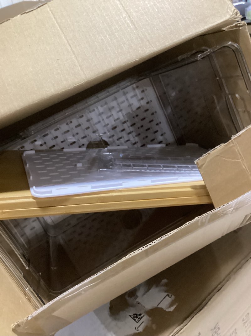 Condition photo showing Good Condition for 2 set pantry organizers and storage,trash bag holder under sink organizer for 4-13 gal bags,trash bag dispenser with bamboo lids and stackable clear bins for potato, onion, garlic, fruit, vegetables