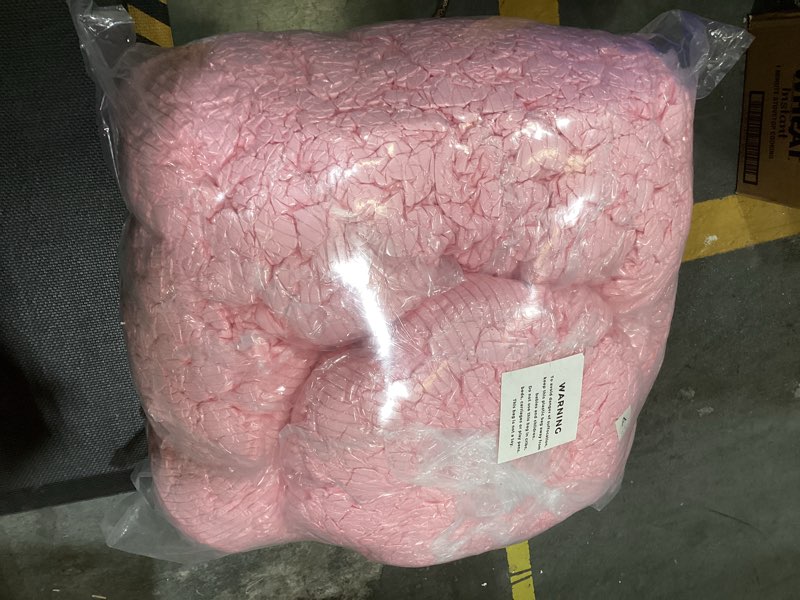 Condition photo showing Good Condition for maxyoyo giant bean bag chair with ottoman, pumpkin-shaped bean bag sofa with footstool, oversized boneless couch chair in a box, comfy and lazy lounge for dorm, living room, bedroom, pink pink floor sofa with ottoman