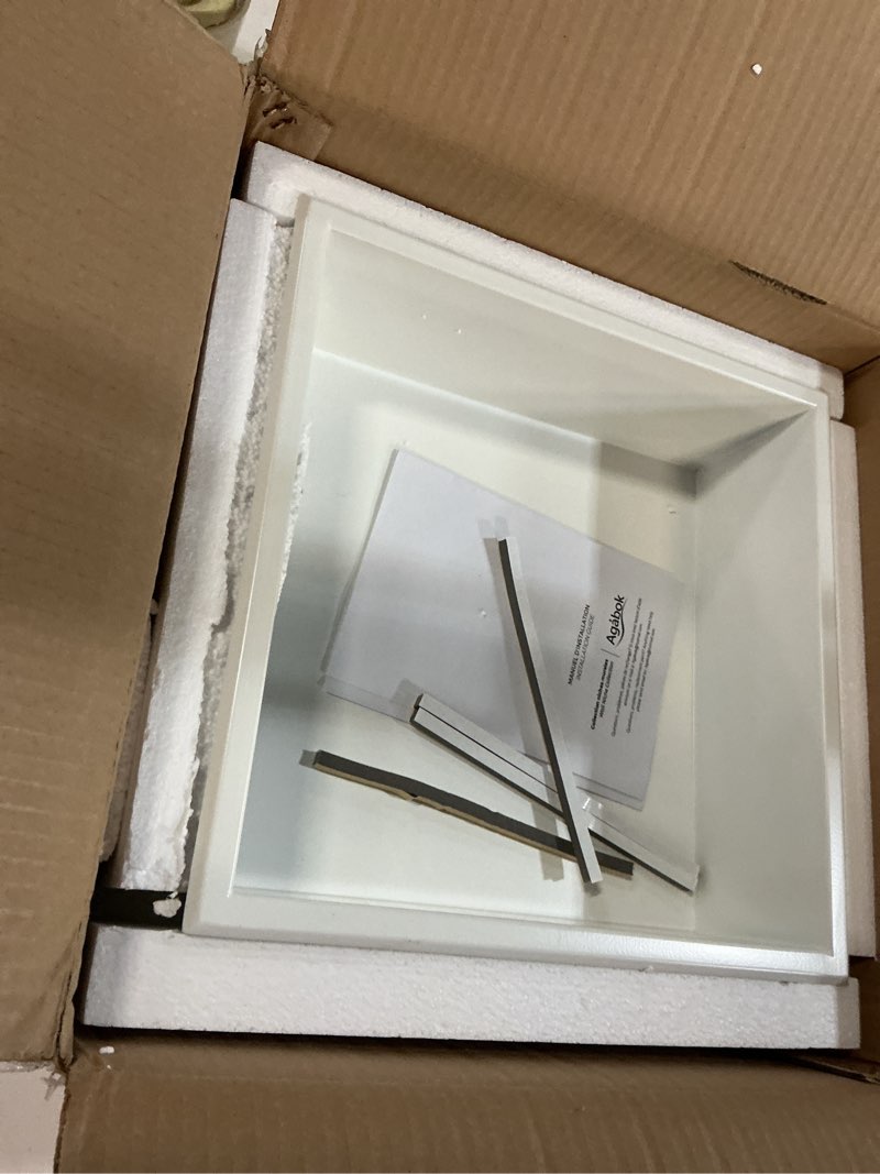 Condition photo showing New/Like New for White Shower Niche, Stainless Steel Wall Niche 12\"X12\", No Tile Needed Recessed Inserted Niche Shower for Bathroom, Living Room, Kitchen for Storage White 12W * 12H (Single Shelf)