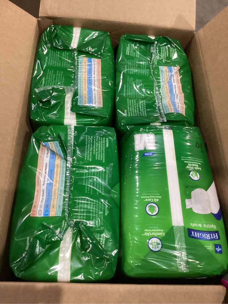 Condition photo showing New/Like New for FitRight Adult Diapers, Ultra Heavy Absorbency, M (Waist Size 32in-44in), 80 Count, OptiFit Incontinence Briefs for Men and Women, Disposable, Moisture-Wicking, Leak Protection,