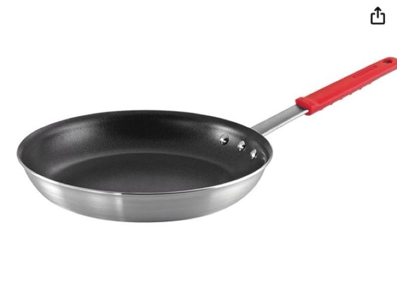 tramontina professional 12-inch non stick large frying pan, heavy-gauge aluminum skillet with reinforced nonstick coating, red handle, dishwasher and oven safe