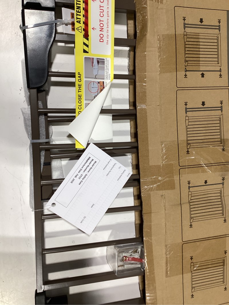Condition photo showing Good Condition for cumbor 29.7-40.6" baby gate for stairs, mom's choice awards winner-dog gate for doorways, pressure mounted auto-close pet gates for dogs indoor, safety child gate with easy walk thru door, brown brown 29.7-40.6"w x 30.5"h