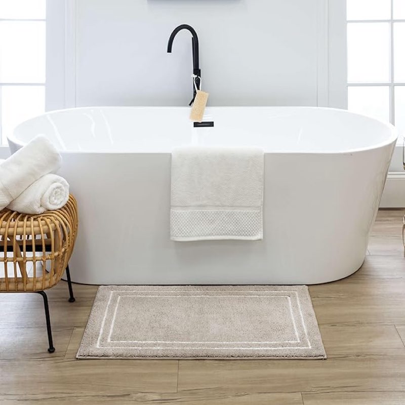 mohawk home corona casual geometric taupe 2' x 3' 4\" bath mat perfect for bathroom(