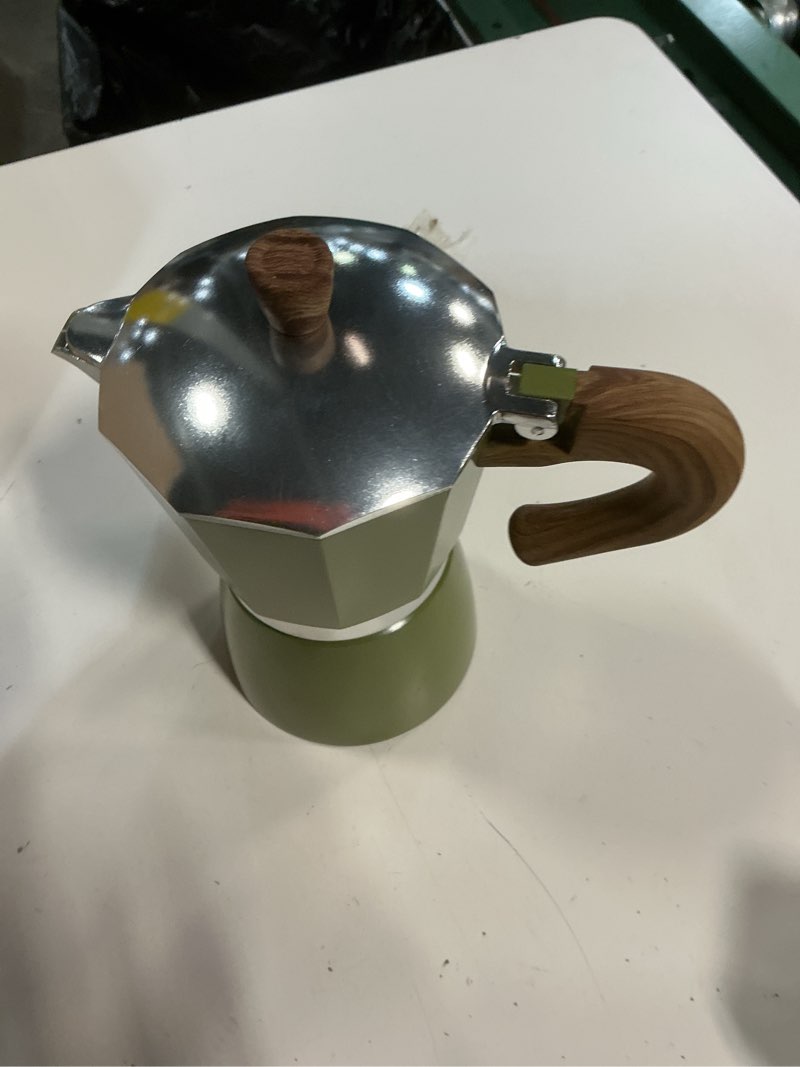 Condition photo showing Good Condition for 6 cup aluminum moka pot classic stovetop espresso coffee maker 300ml 10oz coffeemaker percolator mocha pot greca coffee maker cafe makers for italian and cuban café brewing green