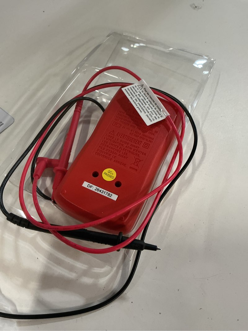 Condition photo showing As Is for everstart automotive 300 volt digital lcd multimeter, 10711wdi, new, 11 inch