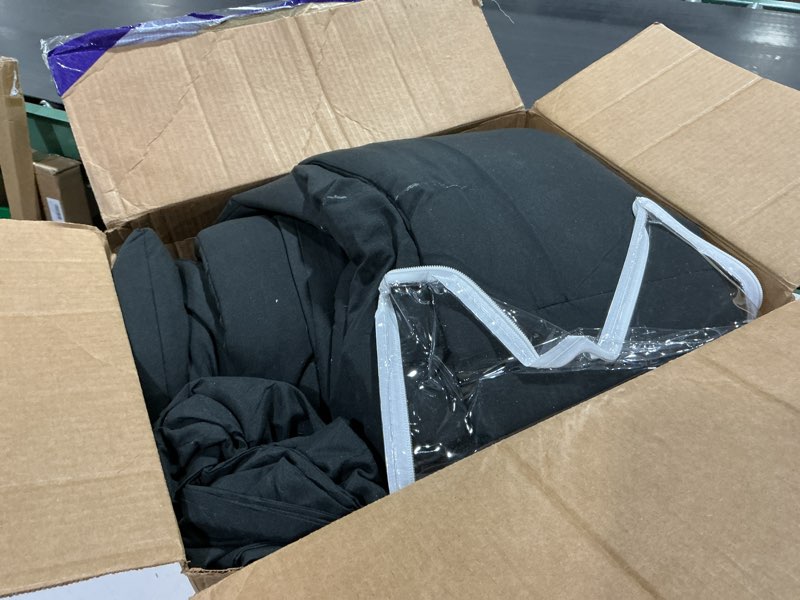Condition photo showing Good Condition for CozyLux California King Comforter Set - Black Comforter Cal King Size, 3 Pieces Box Stitched Bed Set for All Seasons, Soft Lightweight Bedding Sets with 1 Down Alternative Comforter and 2 Pillow Shams Black California King