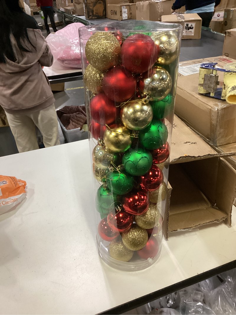 Condition photo showing Good Condition for Sunnydaze Holly Jolly 50ct Christmas Ornament Balls - 5 Styles of Shatterproof Christmas Decorations for Tree