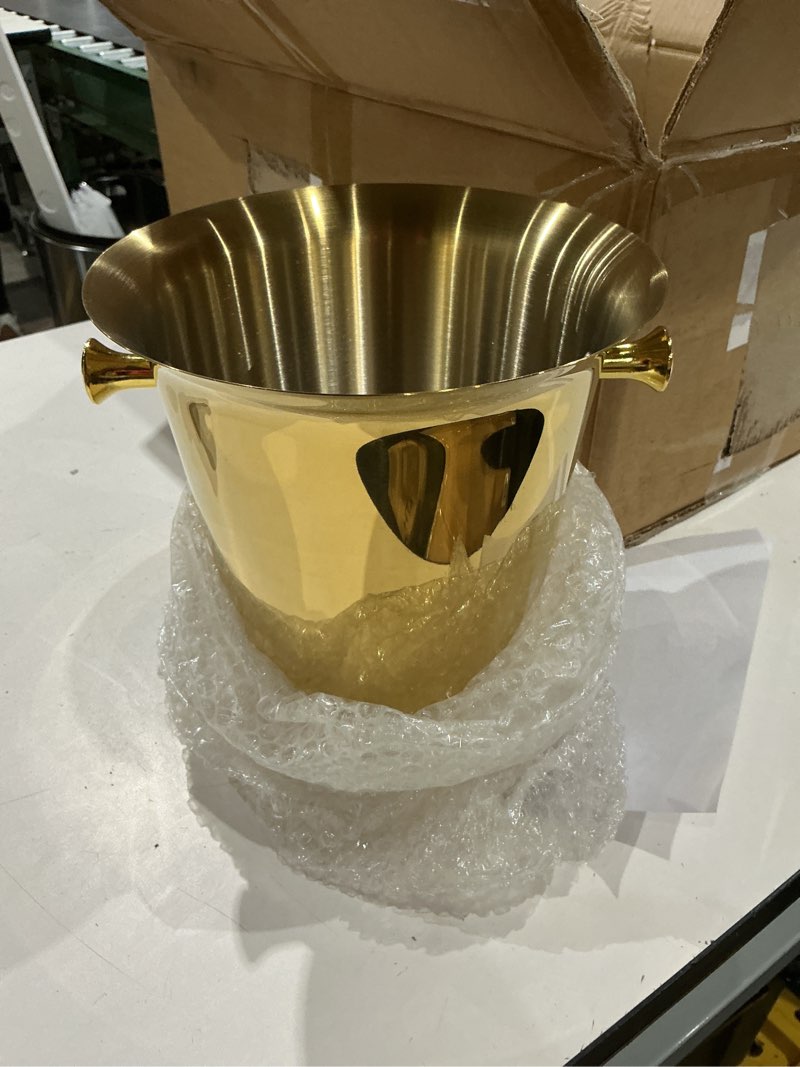 Condition photo showing Good Condition for ice bucket champagne bucket unique shape stainless steel champagne bucket household ice bucket bar ktv ice wine cooler iced long-lasting for home bar ice bucket beverage tub (color : brass)