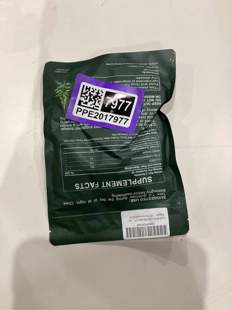 Condition photo showing As Is for Mullein Gummies for Lung Detox 1000mg Mullein Leaf Herb Extract for Respiratory & Digestive & Immune Support, Vegan, Pear Flavor